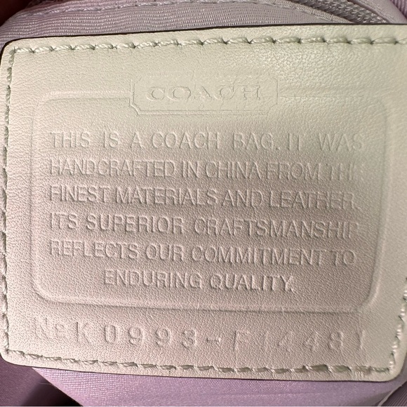 Coach Horse & Carriage Purple Canvas White Leather Trim Satchel Vintage Y2K - Picture 10 of 11